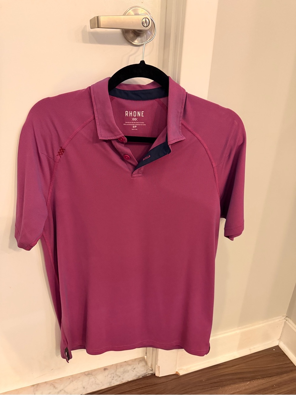 RHONE Men's Short-Sleeve Polo - Magenta/Lavender/Light Blue